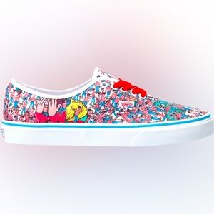 Where’s Waldo Low top vans Red White and blue